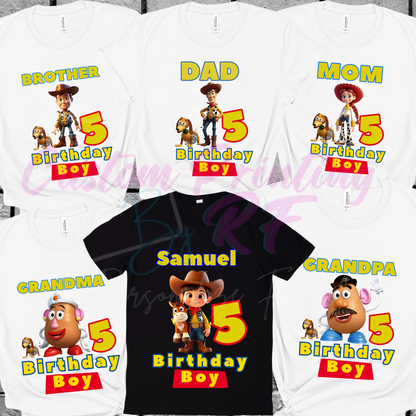 Toy Story Woody Buzz Custom Birthday Shirt, Family Matching Personalized Birthday Tee