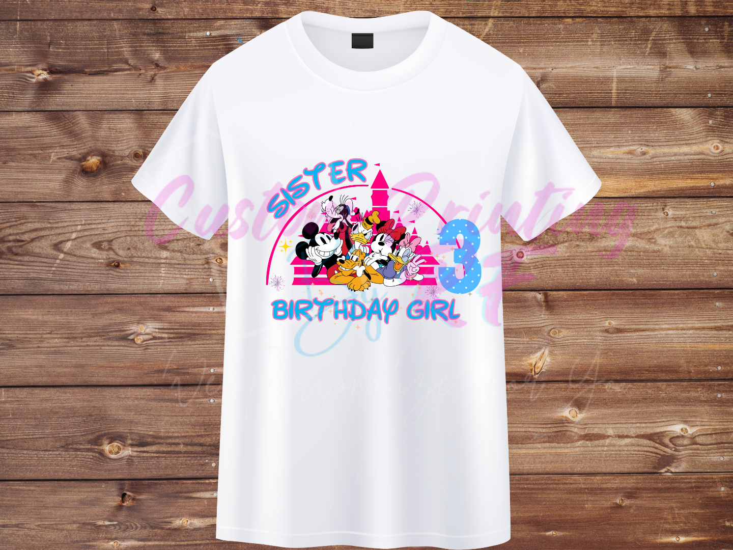 Disney All Characters Birthday Shirt Girl, Family Matching T-Shirts