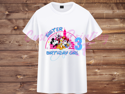 Disney All Characters Birthday Shirt Girl, Family Matching T-Shirts