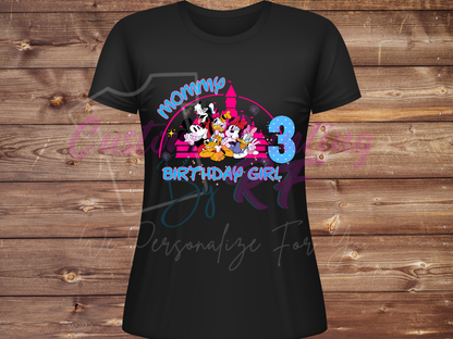 Disney All Characters Birthday Shirt Girl, Family Matching T-Shirts
