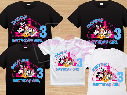 Disney All Characters Birthday Shirt Girl, Family Matching T-Shirts