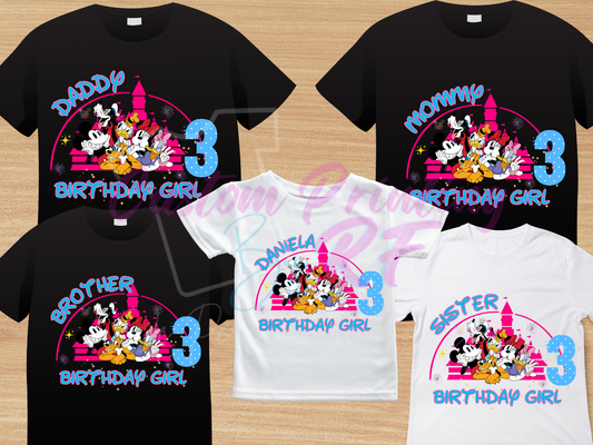 Disney All Characters Birthday Shirt Girl, Family Matching T-Shirts