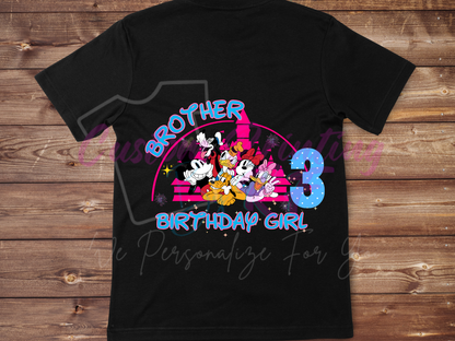Disney All Characters Birthday Shirt Girl, Family Matching T-Shirts