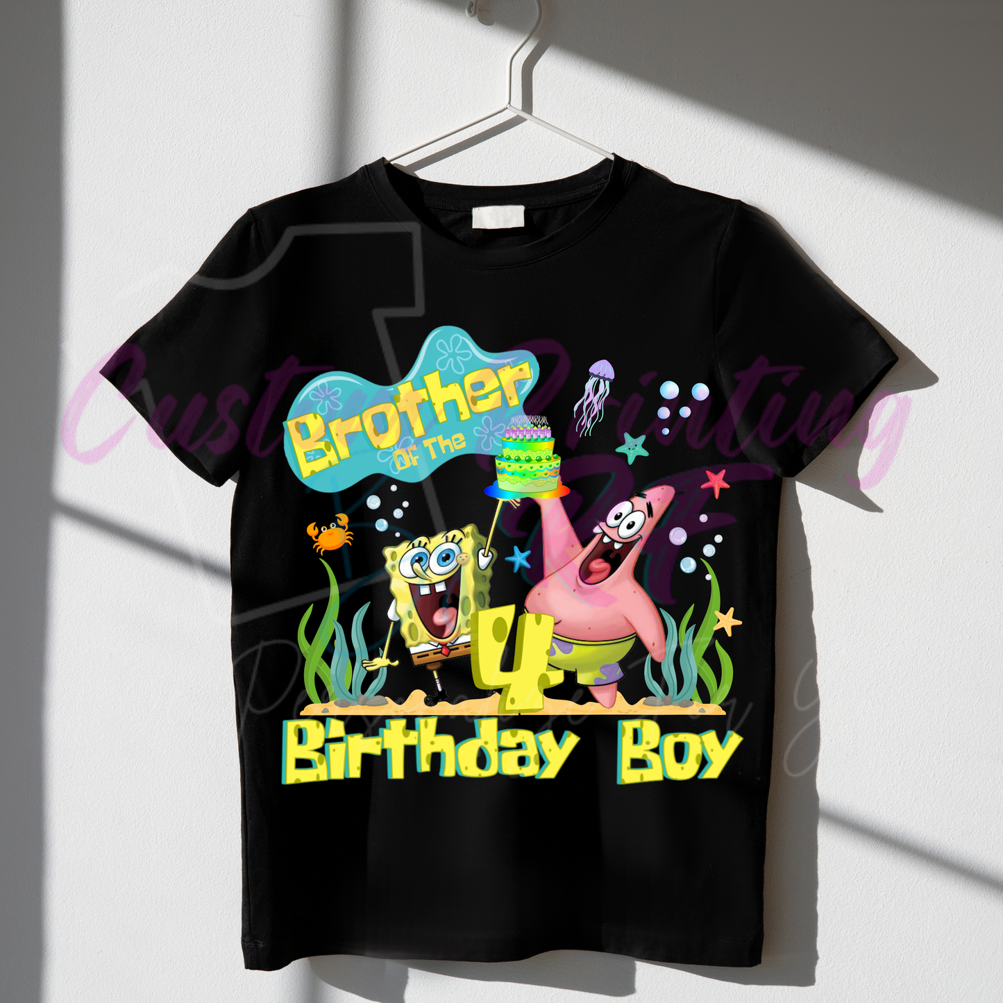 Spongebob Custom Birthday Boy Shirt, Family Matching T-Shirts