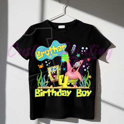 Spongebob Custom Birthday Boy Shirt, Family Matching T-Shirts