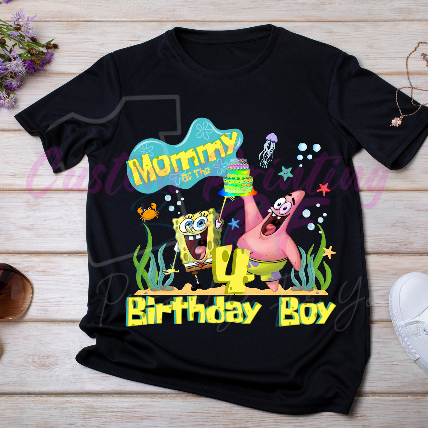 Spongebob Custom Birthday Boy Shirt, Family Matching T-Shirts