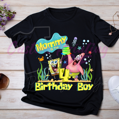 Spongebob Custom Birthday Boy Shirt, Family Matching T-Shirts
