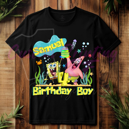 Spongebob Custom Birthday Boy Shirt, Family Matching T-Shirts