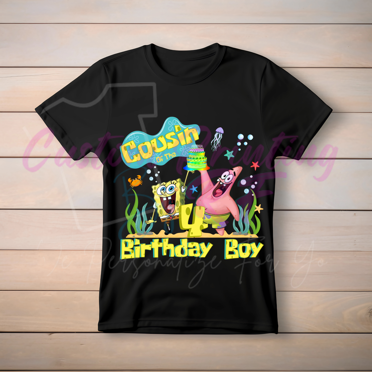 Spongebob Custom Birthday Boy Shirt, Family Matching T-Shirts
