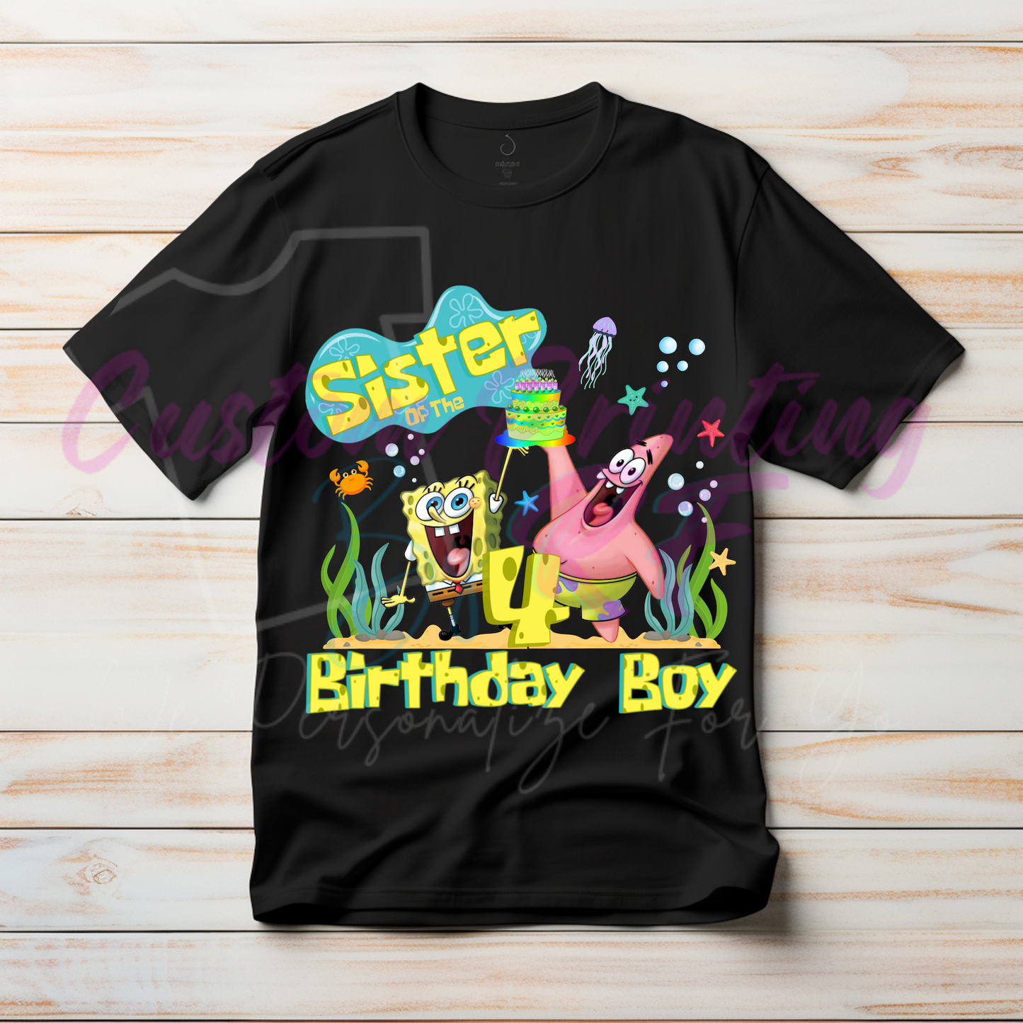 Spongebob Custom Birthday Boy Shirt, Family Matching T-Shirts