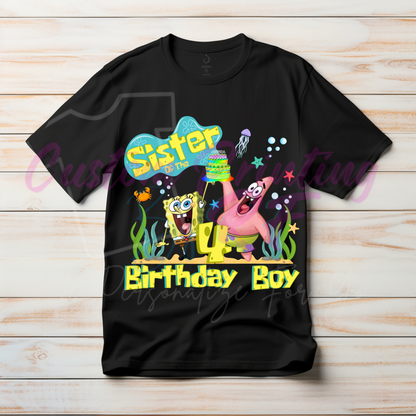 Spongebob Custom Birthday Boy Shirt, Family Matching T-Shirts