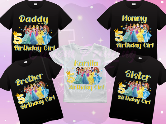 Disney Princess Birthday Shirt Custom Family Matching Shirts