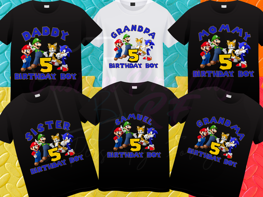 Mario Bro Birthday Boy Shirt, Family Matching Custom T-Shirts