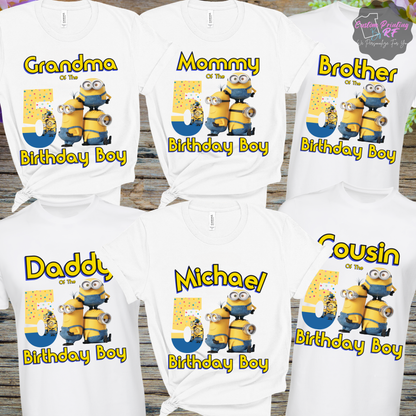 Minions Birthday Boy Shirt, Family Matching T-Shirts