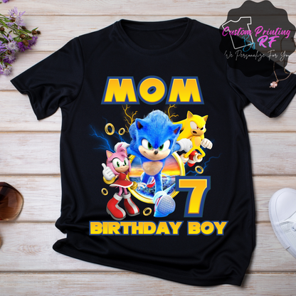 Sonic the Hedgehog Birthday Shirt, Family Matching T-Shirts