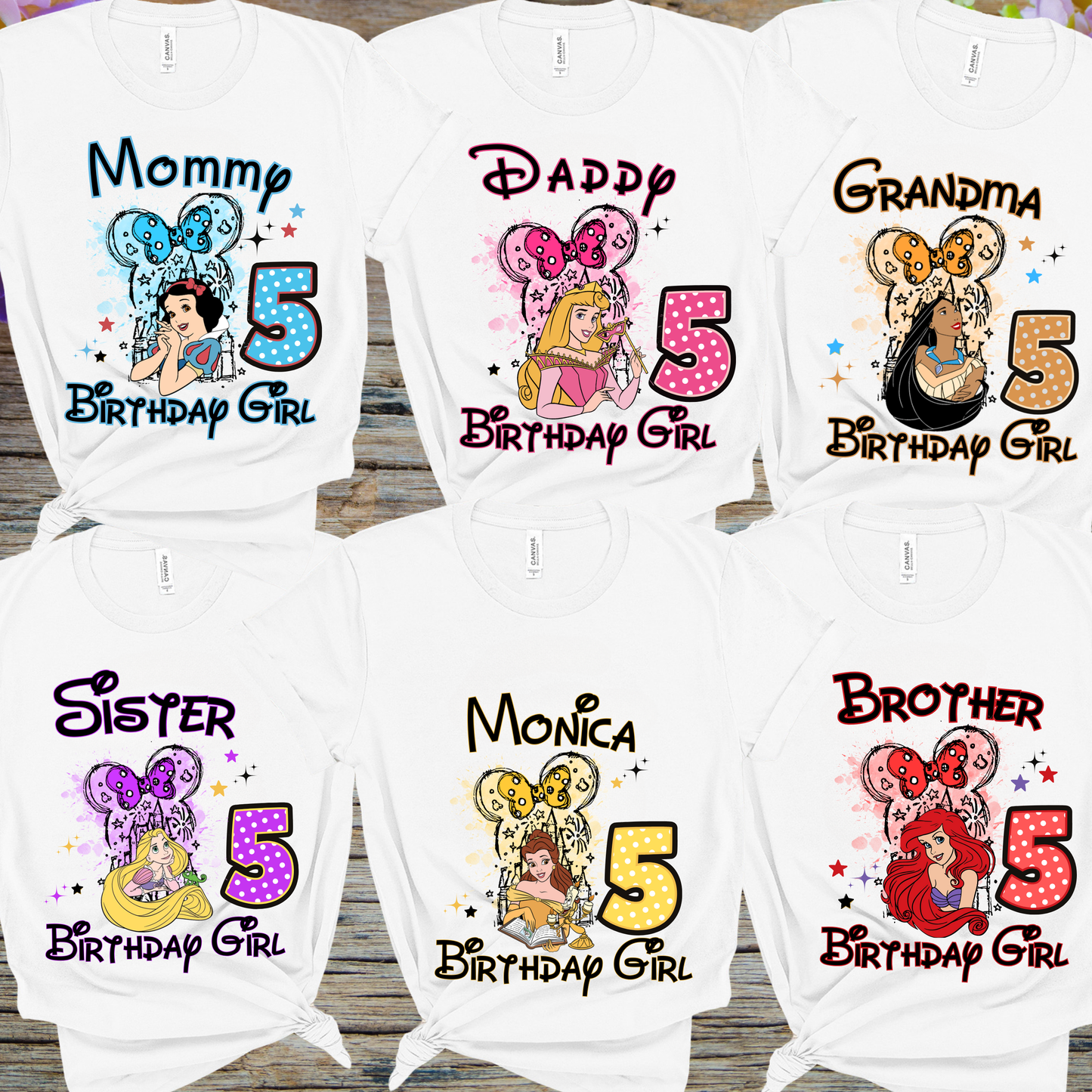 Disney Princess Birthday Shirt Custom Family Matching Shirts