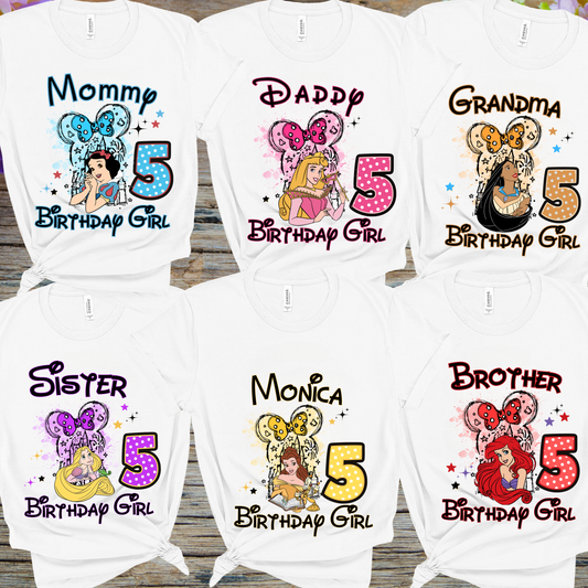 Disney Princess Birthday Shirt Custom Family Matching Shirts