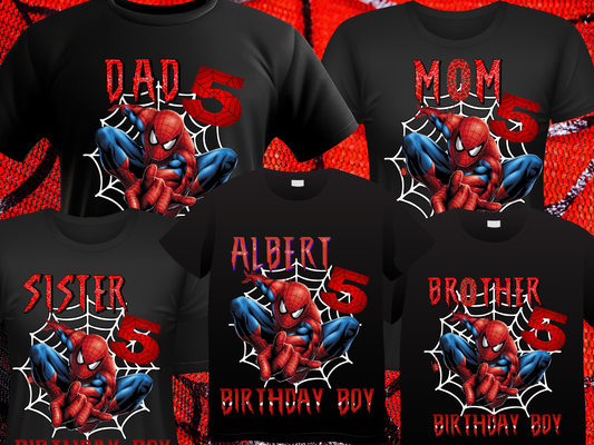 Spiderman Birthday Boy Shirt, Family Matching Custom T-Shirts