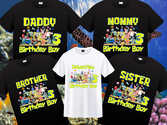 Spongebob Birthday Boy Shirt, Family Matching T-Shirts