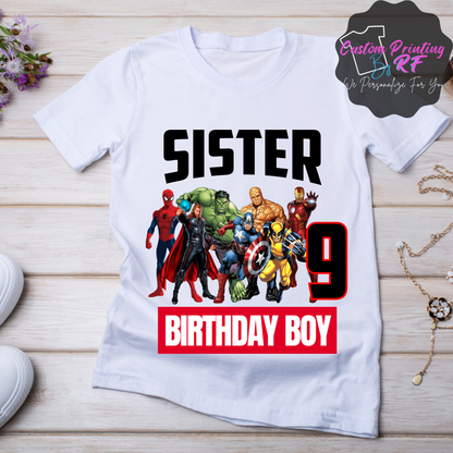 Marvel Birthday Boy Shirt, Family Matching T-Shirts