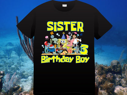 Spongebob Birthday Boy Shirt, Family Matching T-Shirts