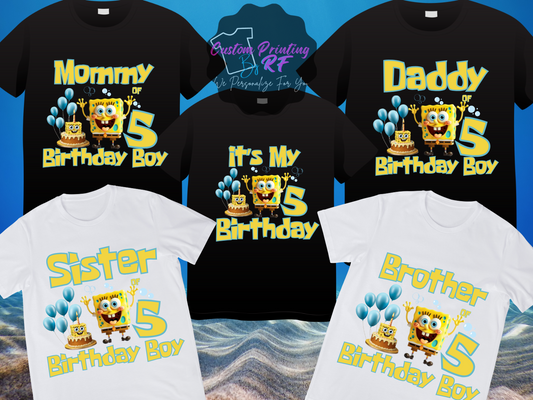 Spongebob Birthday Boy Shirt, Family Matching T-Shirts